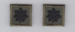 MAJ Major Oak Leaf BLACK on OD GREEN small rank insignia collar/lapel patches 1.25"